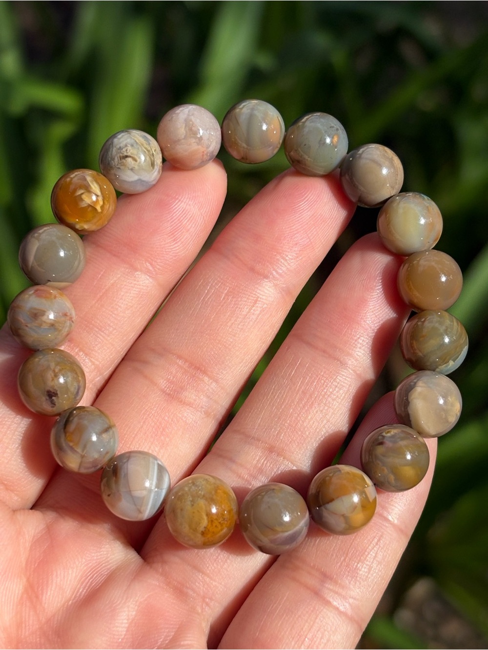 10mm Stretchable Brown Alashan Agate Bracelet 2693